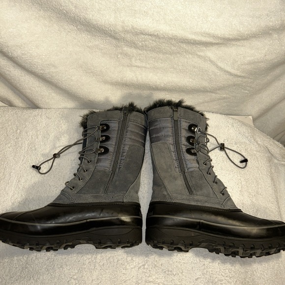 Lands End Womens Squall Boots,Size 9 1/2 B,Gray Black Mid Calf Bungee, 511644 - Picture 13 of 16